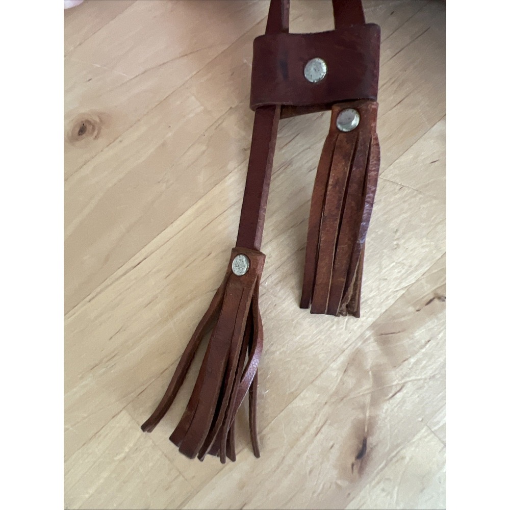 Vintage Genuine Leather Bucket Bag Distressed Leather Drawstring Front Pockets - Picture 16 of 16